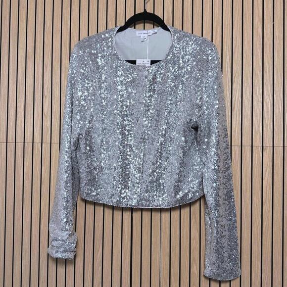 199 Good American Metallic Silver Sequin Cropped Jacket (2XL, NWT) - Picture 2 of 4